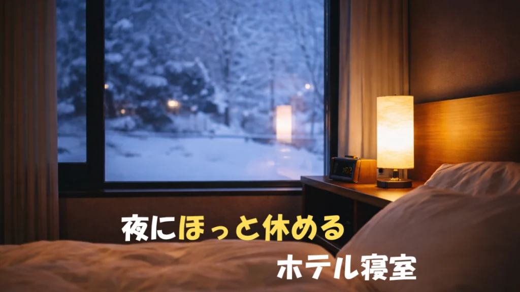 夜の札幌でくつろげるホテル客室と窓辺の景色|子連れ旅行の安心空間